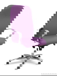 Sillón Caudete con mecanismo Basculante avanzado tapizada con Similpiel color Morado. Equipado con Base aluminio, Brazos fijos y Ruedas de parqué