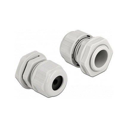 DeLOCK Prensaestopas PG13,5 para cable redondo, Gris (2 piezas)