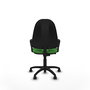 Silla de oficina Algarra con mecanismo Contacto permanente básico tapizada con Tela color Verde. Equipada con Base poliamida negra, Brazos fijos y Ruedas de parqué