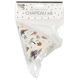 Party Time Juego de 6 Sombreros Fiesta Dinosa