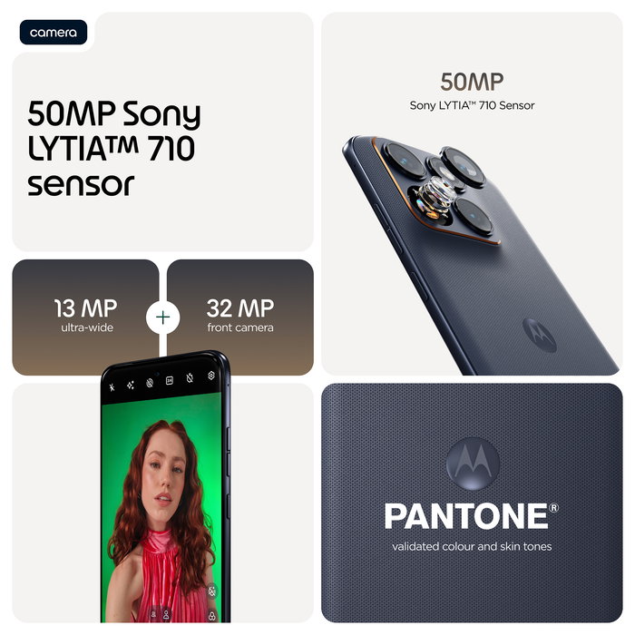 Motorola Edge 70 Fusion Smartphone Android 5G, Pantalla Extreme AMOLED de 6.78" 144Hz, 8 GB RAM + 256 GB, Cámara 50 MP, Snapdragon 7s Gen 3, Batería 5200 mAh, Negro Silhouette
