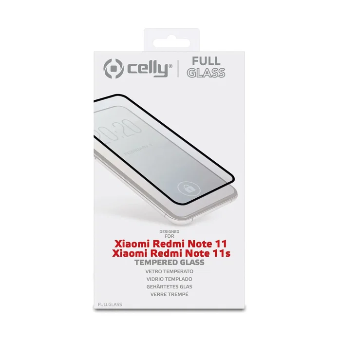 Celly FULLGLASS1021BK Protector de Pantalla de Vidrio Templado 9H para Xiaomi Redmi Note 11 / Redmi Note 11s (16,3 cm / 6.43") - 1 Pieza - Resistente a Rayones y Anti-huellas