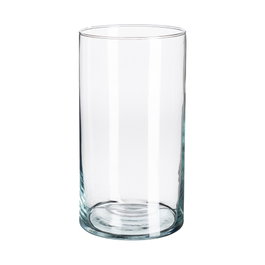 Ixia Jarrón Cilíndrico de Cristal con Borde Cortado en Frío, Set de 2