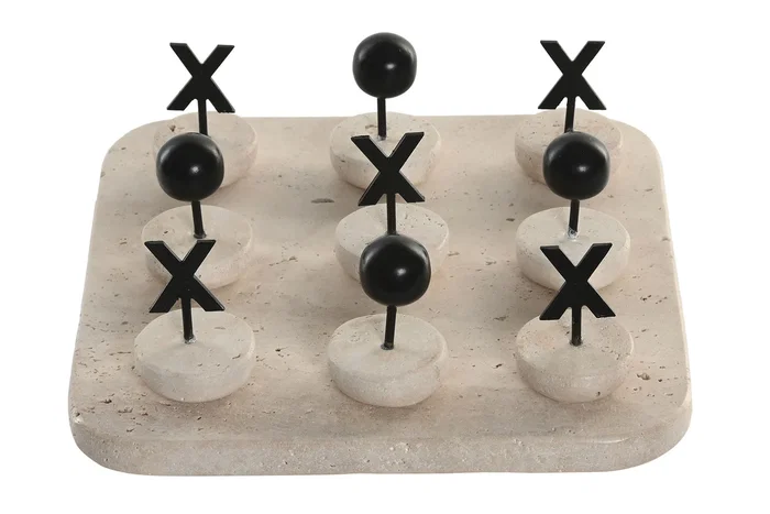 DKD Home Decor Juego de Mesa de Mármol y Metal Travertino DKD Home Decor Juego de Mesa de Mármol y Metal Travertino