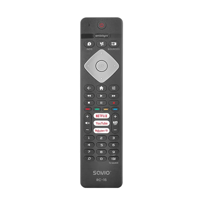 Savio Mando a Distancia Universal RC-16 - Reemplazo Compatible con Televisores Philips Smart TV (Serie F7: 43PFL5766, 55PFL5604, 65PFL5704; Serie URM)