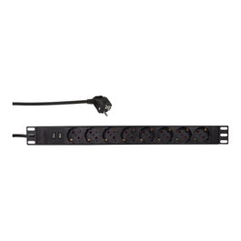 LogiLink Regleta de 8 tomas CEE7/3+2 con USB y protección contra sobretensiones