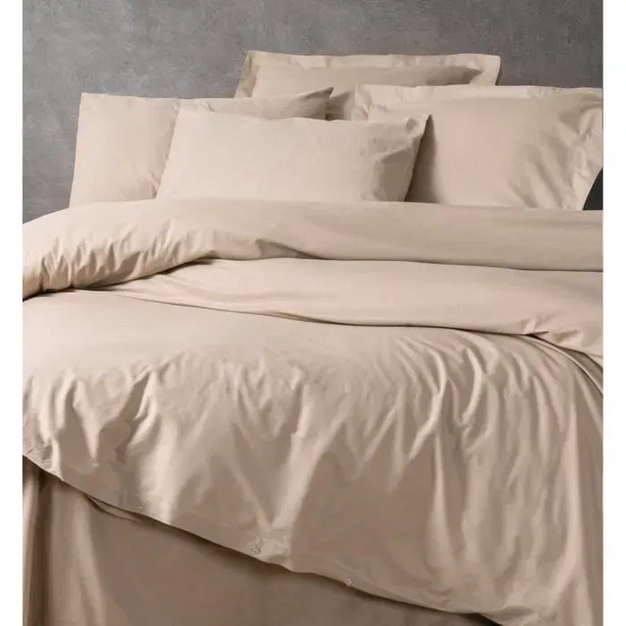 Juego de Cama 220x240 cm + 2 Fundas Almohada 60x60 cm 100% Algodón - Beige ASI8684282421221