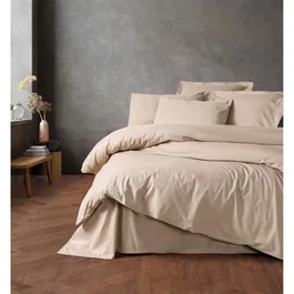 Juego de Cama 220x240 cm + 2 Fundas Almohada 60x60 cm 100% Algodón - Beige ASI8684282421221