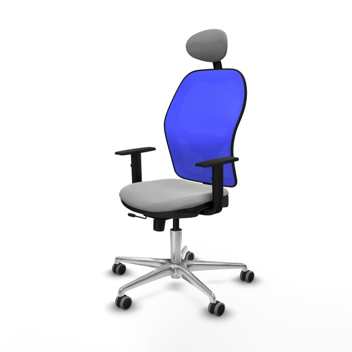 PIQUERAS Y CRESPO Silla de oficina Jorquera Gris claro/Azul con mecanismo Sincro/Traslack PIQUERAS Y CRESPO Silla de oficina Jorquera Gris claro/Azul con mecanismo Sincro/Traslack