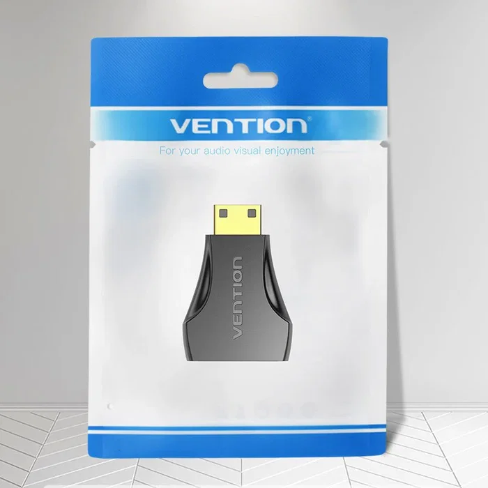 Vention Adaptador HDMI AISB0, Mini HDMI Macho a HDMI Hembra, 4K 3840x2160, Conectores Chapados en Oro, Negro