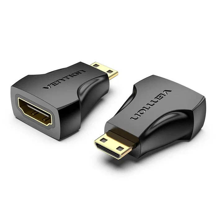 Vention Adaptador HDMI AISB0, Mini HDMI Macho a HDMI Hembra, 4K 3840x2160, Conectores Chapados en Oro, Negro