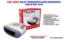 TALOX Calefactor Termoventilado Horizon FH15 Frío/Calor 2000 W