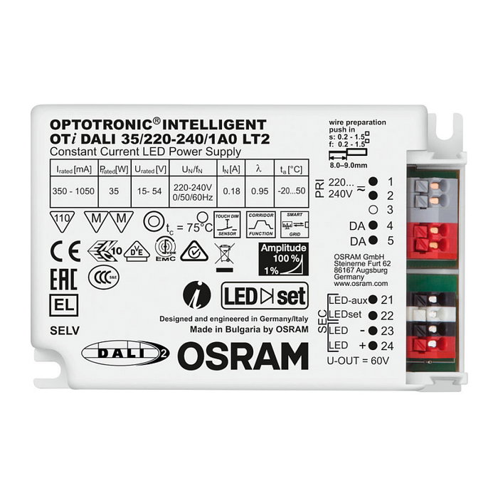 OSRAM Osram OTi DALI 35/220-240/1A0 LT2 Controlador LED de corriente constante compacto OSRAM Osram OTi DALI 35/220-240/1A0 LT2 Controlador LED de corriente constante compacto