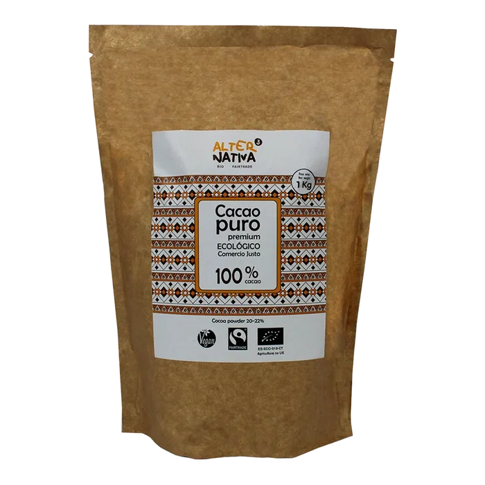 ALTERNATIVA 3 Cacao Puro Premium 1 Kg Bio - Ecológico, Desgrasado, Sin Gluten, Comercio Justo Fairtrade ALTERNATIVA 3 Cacao Puro Premium 1 Kg Bio - Ecológico, Desgrasado, Sin Gluten, Comercio Justo Fairtrade