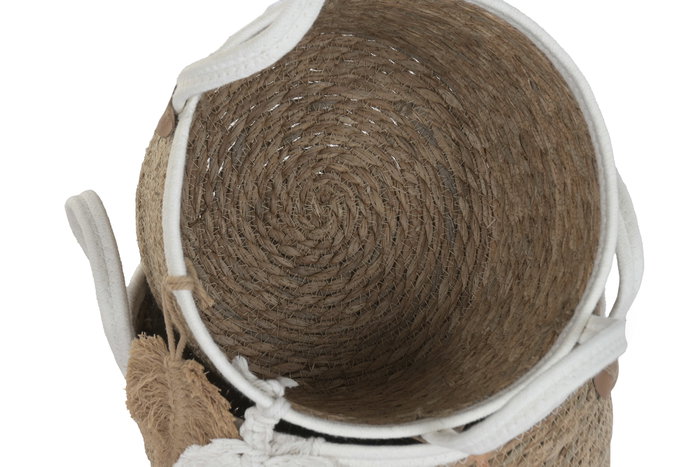 DKD Home Decor Cesta Boho, Juego de 3 Cestas de Fibra y Algodón en Color Natural Beige, 33 x 34 x 33 cm, Set de 2 Unidades DKD Home Decor Cesta Boho, Juego de 3 Cestas de Fibra y Algodón en Color Natural Beige, 33 x 34 x 33 cm, Set de 2 Unidades