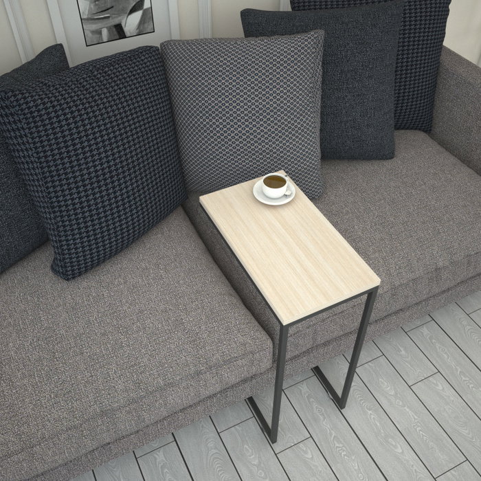 Hanah Home Mesa Auxiliar Industrial Callen, Roble, Tablero Melamina 18mm, Patas Metálicas con Ruedas, 46x62x26cm Hanah Home Mesa Auxiliar Industrial Callen, Roble, Tablero Melamina 18mm, Patas Metálicas con Ruedas, 46x62x26cm