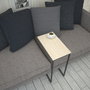 Hanah Home Mesa Auxiliar Industrial Callen, Roble, Tablero Melamina 18mm, Patas Metálicas con Ruedas, 46x62x26cm