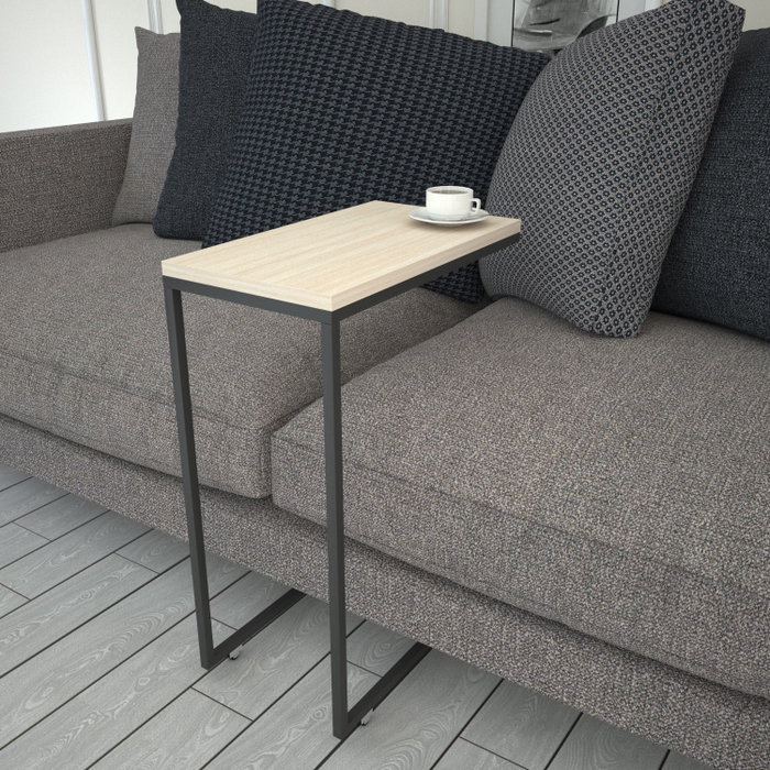 Hanah Home Mesa Auxiliar Industrial Callen, Roble, Tablero Melamina 18mm, Patas Metálicas con Ruedas, 46x62x26cm Hanah Home Mesa Auxiliar Industrial Callen, Roble, Tablero Melamina 18mm, Patas Metálicas con Ruedas, 46x62x26cm