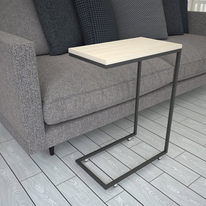 Hanah Home Mesa Auxiliar Industrial Callen, Roble, Tablero Melamina 18mm, Patas Metálicas con Ruedas, 46x62x26cm Hanah Home Mesa Auxiliar Industrial Callen, Roble, Tablero Melamina 18mm, Patas Metálicas con Ruedas, 46x62x26cm