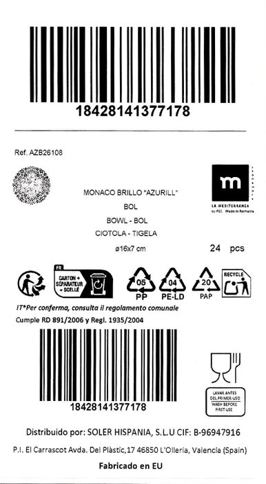 La Mediterranea Bol Azurill Monaco Brillo ø16 cm La Mediterranea Bol Azurill Monaco Brillo ø16 cm