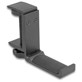 DeLOCK Soporte para Auriculares Ajustable de Aluminio Negro para Escritorio - 83x123x30 mm