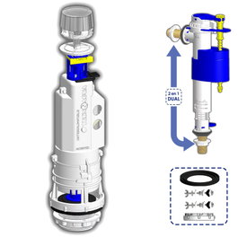 TECNO Kit Mecanismo Simple Descarga Interrumpible con Flotador Dual Compacto