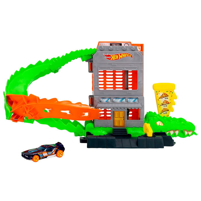 Hot Wheels Pista Ataque Del Cocodrilo Jhl93 con Coche, +4 años, Multilingüe (Inglés, Francés, Alemán, Italiano, Portugués, Español)
