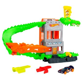 Hot Wheels Pista Ataque Del Cocodrilo Jhl93 con Coche, +4 años, Multilingüe (Inglés, Francés, Alemán, Italiano, Portugués, Español)