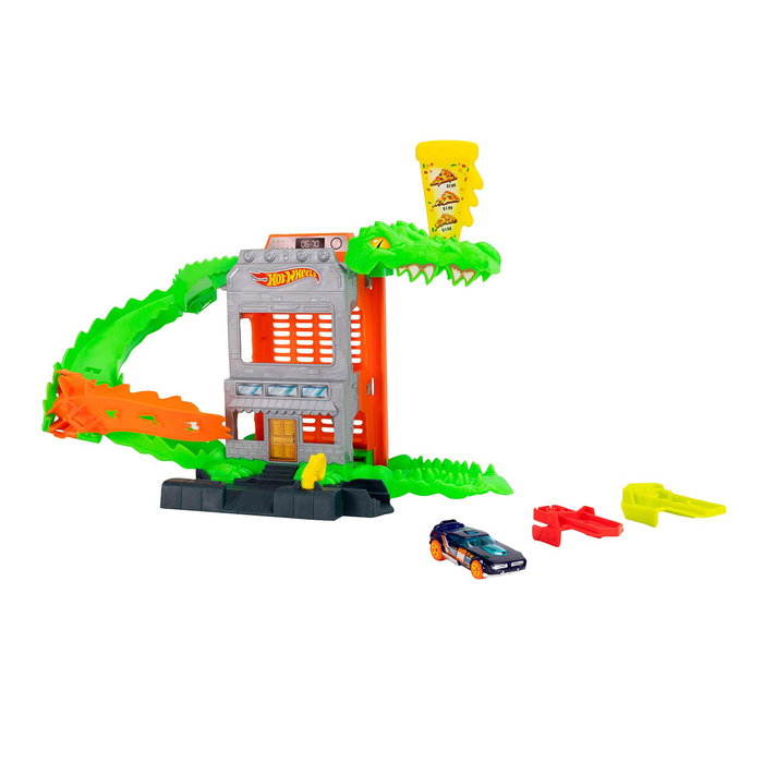 Hot Wheels Pista Ataque Del Cocodrilo Jhl93 con Coche, +4 años, Multilingüe (Inglés, Francés, Alemán, Italiano, Portugués, Español)