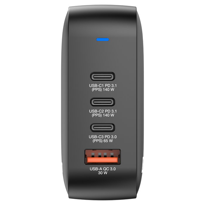 Verbatim Mini GaN Cargador 165W 4 Puertos USB-C y USB-A con Adaptadores EU/UK/US Negro Verbatim Mini GaN Cargador 165W 4 Puertos USB-C y USB-A con Adaptadores EU/UK/US Negro