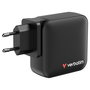Verbatim Mini GaN Cargador 165W 4 Puertos USB-C y USB-A con Adaptadores EU/UK/US Negro