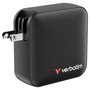 Verbatim Mini GaN Cargador 165W 4 Puertos USB-C y USB-A con Adaptadores EU/UK/US Negro