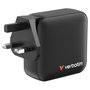 Verbatim Mini GaN Cargador 165W 4 Puertos USB-C y USB-A con Adaptadores EU/UK/US Negro
