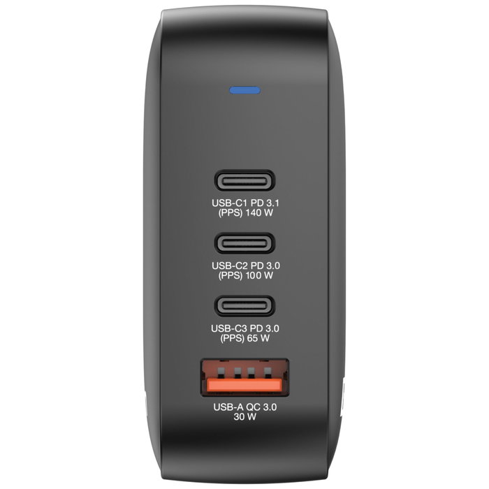 Verbatim Mini GaN Charger 165W 4 Puertos (3x USB-C, 1x USB-A) con adaptadores US/EU/UK