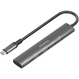 Aisens ASUC-5P022-GR Docking USB Tipo-C 5 en 1 con HDMI 4K, 2xUSB-A, 1xUSB-C Datos y 1xUSB-C PD Gris