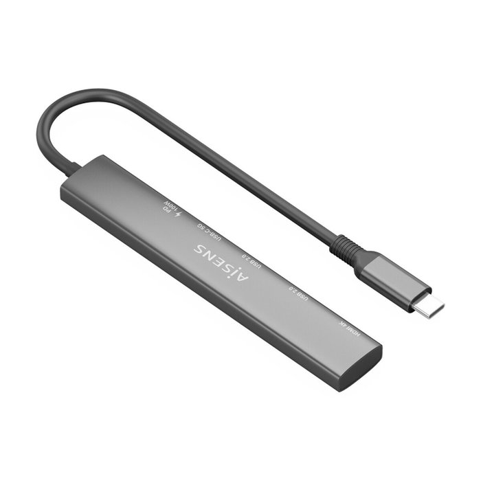 Aisens USB-C Dock 5 en 1 HDMI 4K, 2xUSB-A, 2xUSB-C PD, Gris Aisens USB-C Dock 5 en 1 HDMI 4K, 2xUSB-A, 2xUSB-C PD, Gris