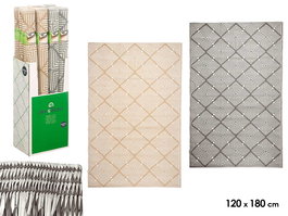 Ibergarden Alfombra Exterior de Polipropileno, Patrón de Rombos en Colores Surtidos (Beige/Gris), Dimensiones 120x180 cm (Set de 12)
