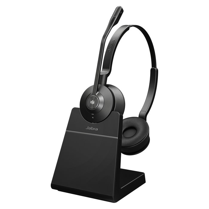 Jabra Engage 55 SE Auriculares Diadema Inalámbricos Supraaural para Oficina, 150 m Alcance, Negro con Estación de Carga USB-C Link400c MS