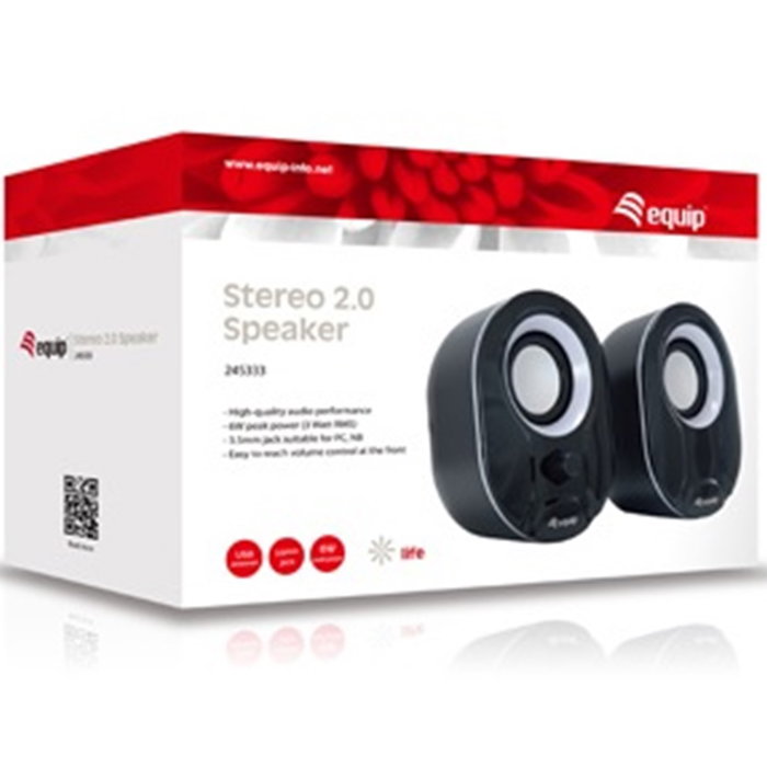 Equip Altavoces Estéreo 2.0 245332 Negro, 6W RMS, Sonido Potente, USB y Jack 3.5mm para PC, Portátil, MP3 Equip Altavoces Estéreo 2.0 245332 Negro, 6W RMS, Sonido Potente, USB y Jack 3.5mm para PC, Portátil, MP3