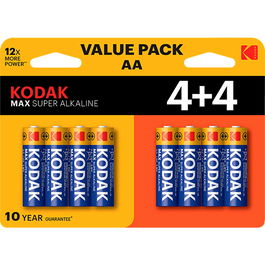 Kodak Pilas Alcalinas Max AA LR6 Blister 4+4
