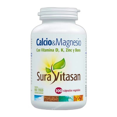 SURA VITASAN Calcio, Magnesio, Vitamina D, K, Zinc y Boro 100 cápsulas