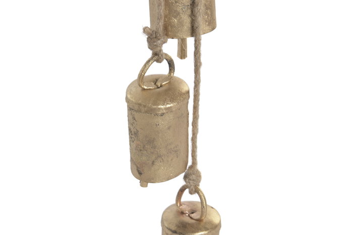 DKD Home Decor Campana de Hierro y Cuerda con 8 Campanas Dorado Desgastado DKD Home Decor Campana de Hierro y Cuerda con 8 Campanas Dorado Desgastado