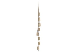 DKD Home Decor Campana de Hierro y Cuerda con 8 Campanas Dorado Desgastado