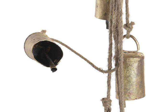 DKD Home Decor Campana de Hierro y Cuerda con 8 Campanas Dorado Desgastado DKD Home Decor Campana de Hierro y Cuerda con 8 Campanas Dorado Desgastado