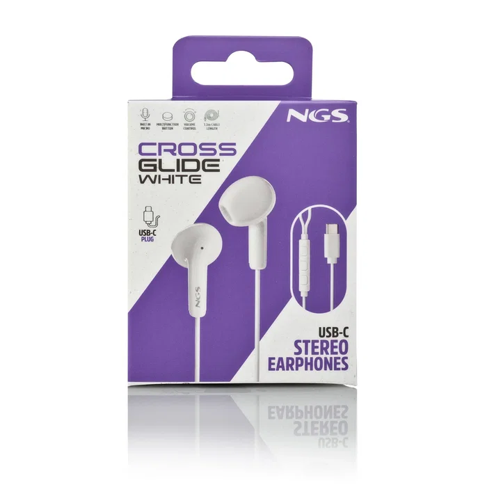 Auriculares intrauditivos ngs cross glide con micrÓfono usb tipo-c blancos