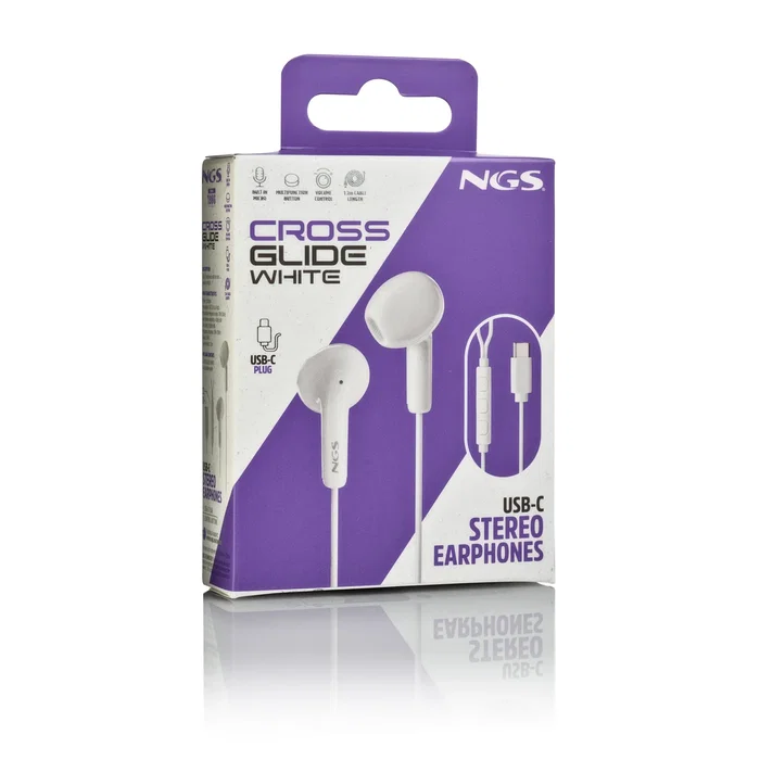 Auriculares intrauditivos ngs cross glide con micrÓfono usb tipo-c blancos