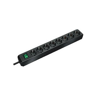 Brennenstuhl Regleta ECO-Line 8 Tomas con Interruptor y Cable de 3m, Negro