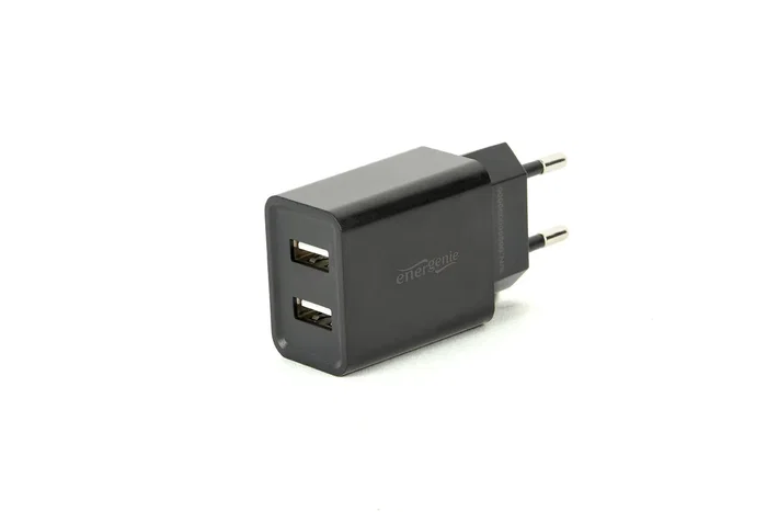 Gembird EG-U2C2A-03-BK Cargador de Pared 2 Puertos USB 5V/2.1A, Negro - Cargador Rápido para Smartphone, Tableta y Dispositivos Móviles