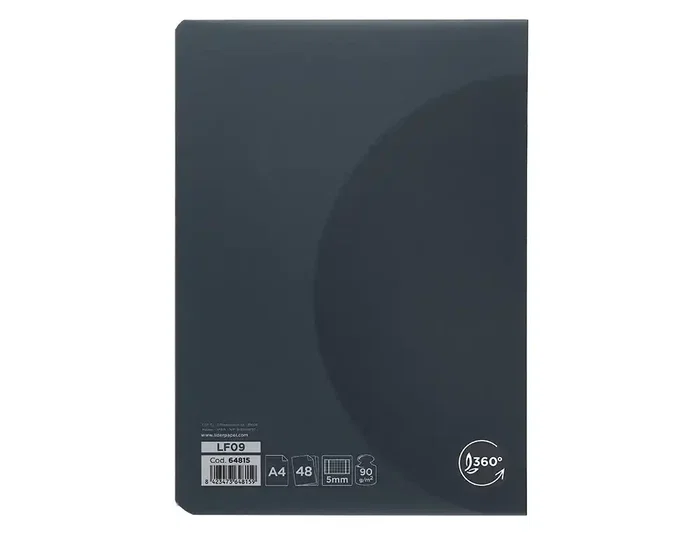 Liderpapel Libreta A5 48 Hojas 90gr 5mm Doble Margen Tapa Plástico Negra