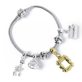THE CARAT SHOP Pulsera Friends Plateada Tamaño 19cm con Charm de Taza, Sofá, Marco y Langosta